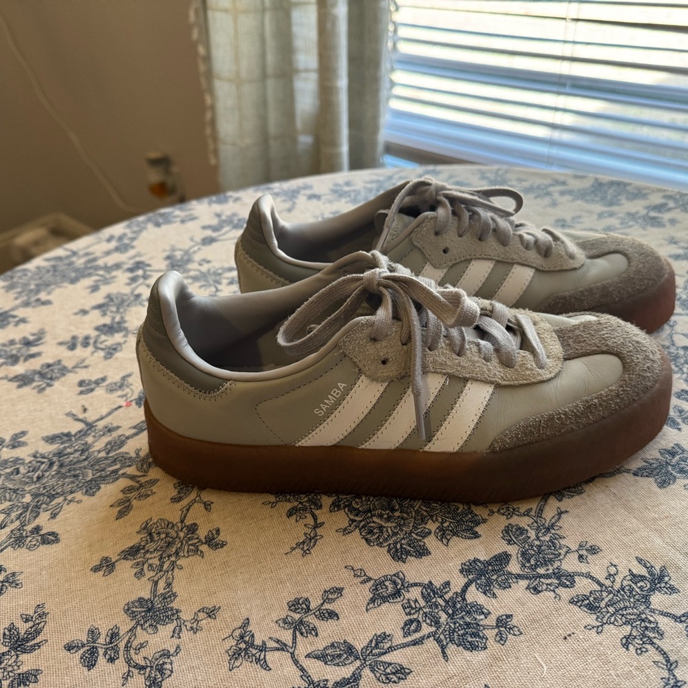 Women’s Adidas Sambas Gray and White Women's Sneakers - Picture 10 of 12